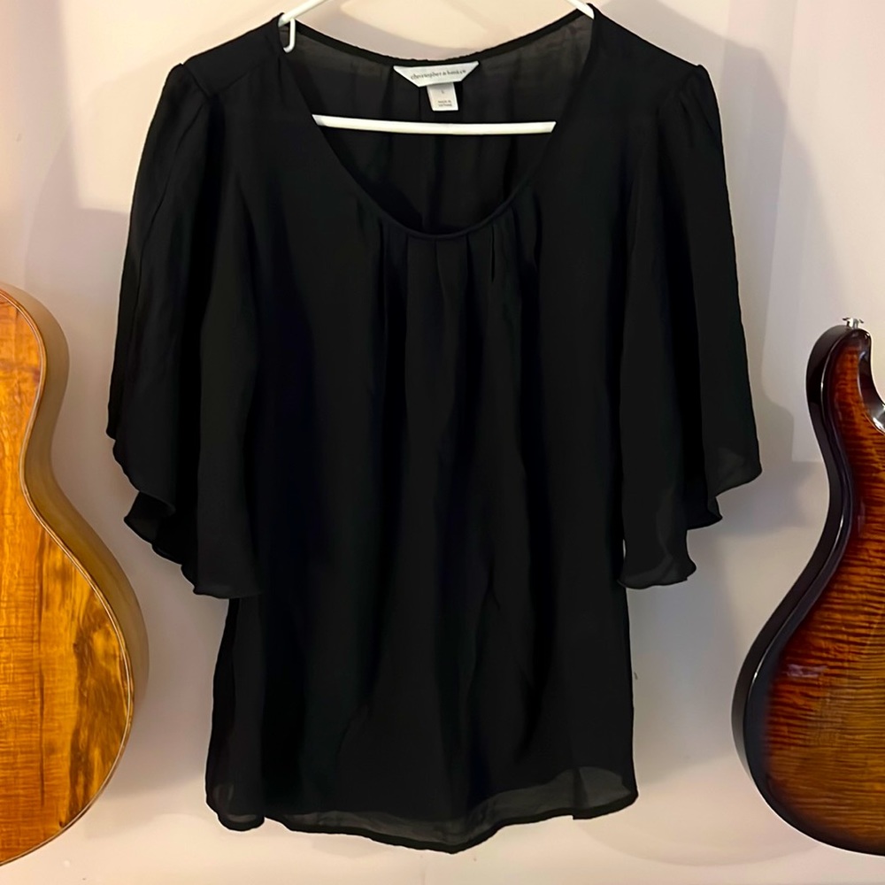 🖤 Christopher and Banks bell sleeved sheer tee.